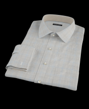 Gray Blue Cashmere Plaid Men's Dress Shirt 