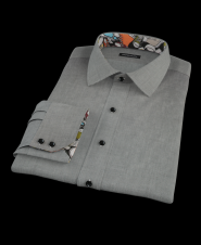 Charcoal Pic Pinpoint Fitted Dress Shirt 