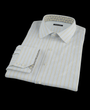 Light Blue and Yellow Ground Stripe Men's Dress Shirt 