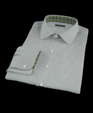Green Stripe Light Side Fitted Dress Shirt 