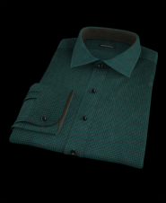 Green Brushed Twill Gingham Men's Dress Shirt 