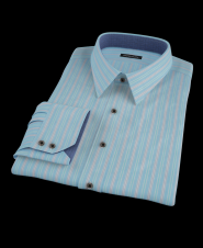 Teal Rugby Oxford Stripe Fitted Dress Shirt 