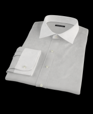 Gray 100s Broadcloth Fitted Dress Shirt 