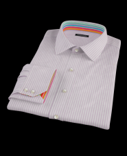 Pink Twill Stripe Men's Dress Shirt 