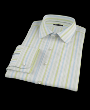 Getzner Green Light Blue Stripe Custom Dress Shirt 