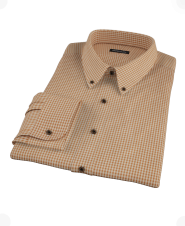 Brown Tan Mini Gingham Men's Dress Shirt 