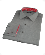 Charcoal Pic Pinpoint Fitted Dress Shirt 