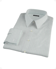 Blue Green Stripe Fitted Dress Shirt 