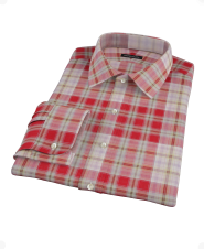 Red Maroon Large Plaid Custom Dress Shirt 