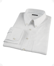 White Cavalry Twill Chevron Fitted Dress Shirt 