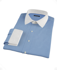 French Blue Broadcloth Fitted Dress Shirt 