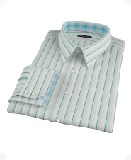 Getzner Green Rainbow Stripe Fitted Dress Shirt 