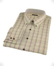 Canclini Yellow Brown Tattersall Custom Dress Shirt 