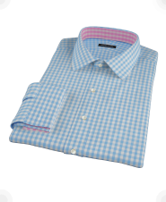 Light Blue Classic Gingham Men's Dress Shirt 
