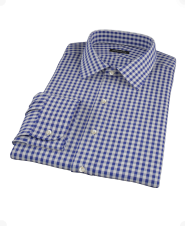 Classic Blue Gingham Fitted Dress Shirt 