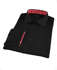 Black Royal Oxford Fitted Dress Shirt 