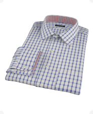 Blue and White Royal Oxford Gingham Custom Dress Shirt 