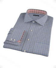 Black and Blue Tattersall Check Custom Dress Shirt 