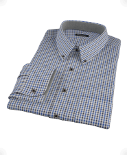 Black and Blue Tattersall Check Fitted Dress Shirt 