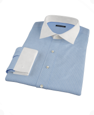 Blue White Stripe Broadcloth Men's Dress Shirt 