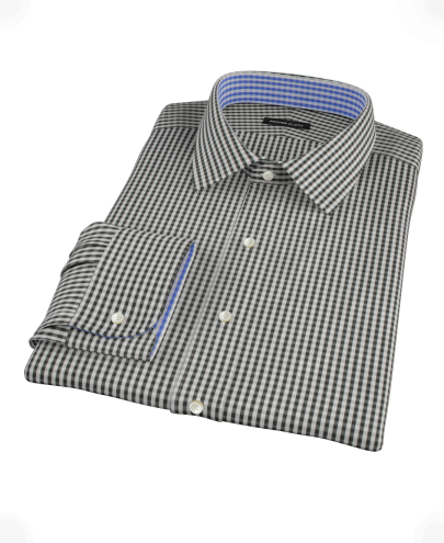 Small Black Gingham Men's Dress Shirt 