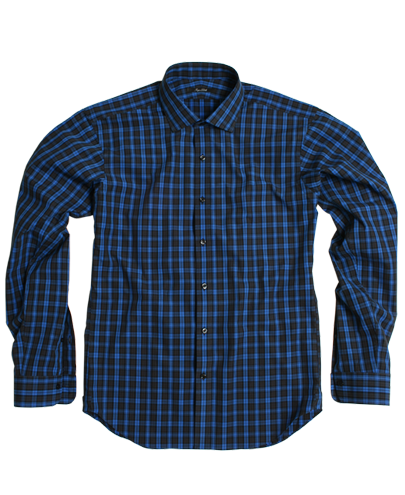 Blue and Gray Plaid Custom Dress Shirt 