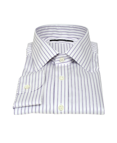 Raised White and Lavender Stripe Custom Dress Shirt 