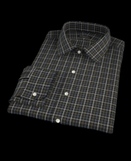 Thomas Mason Black Brushed Twill Tattersall Men's Dress Shirt 