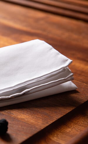 White cotton linen pocket square