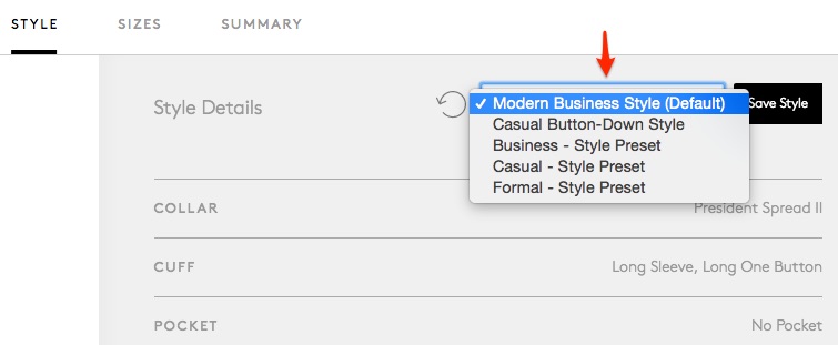 Selecting an existing Style Profile for modification.