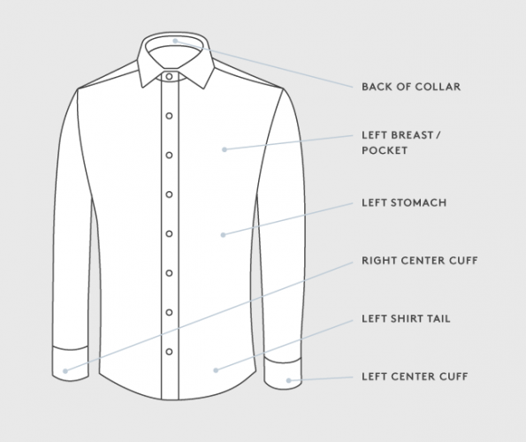 Dress Shirt Monogram Styles - Proper Cloth Reference - Proper Cloth
