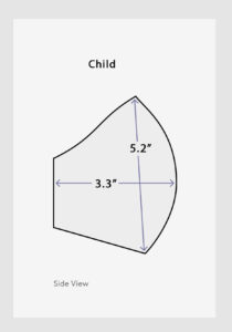 diagram of everyday child mask dimensions