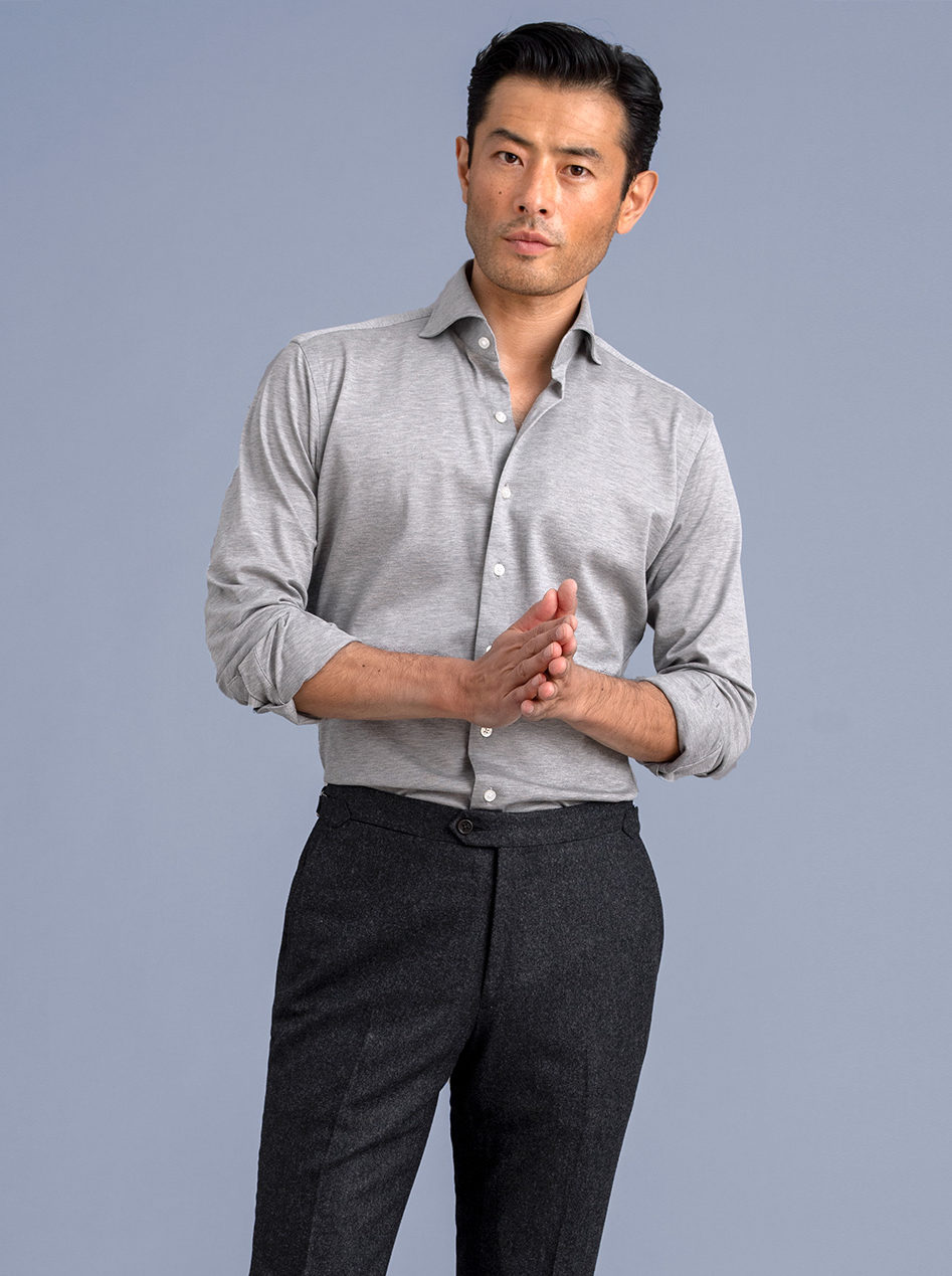 a knit dress shirt