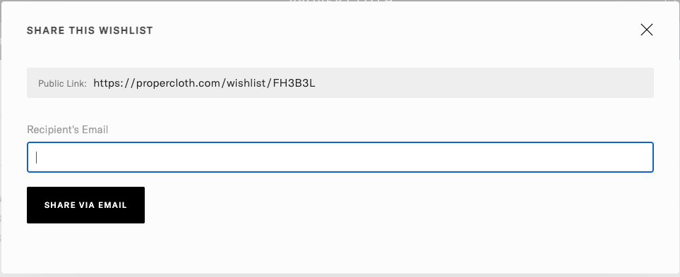 Enter recipient's email address then click 'Share via Email'.