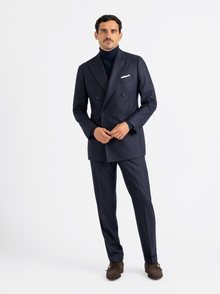 a navy flannel wool suit from proper cloth