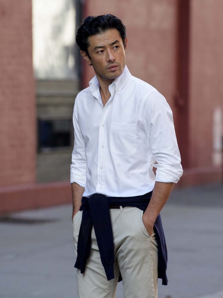 the oxford cotton button down is a classic white dress shirt