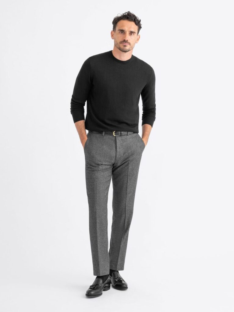 the cashmere crewneck dressed up