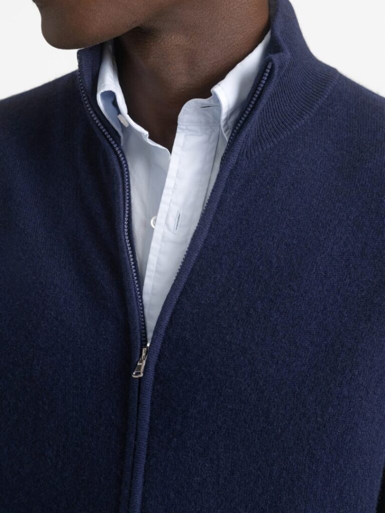 partially zipped full-zip