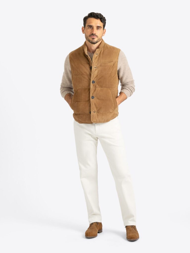 luxury vests like goat suede and merino wool