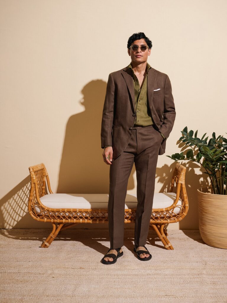 up your vacation style with a linen suit