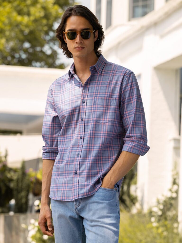 a plaid shirt in a summer weight