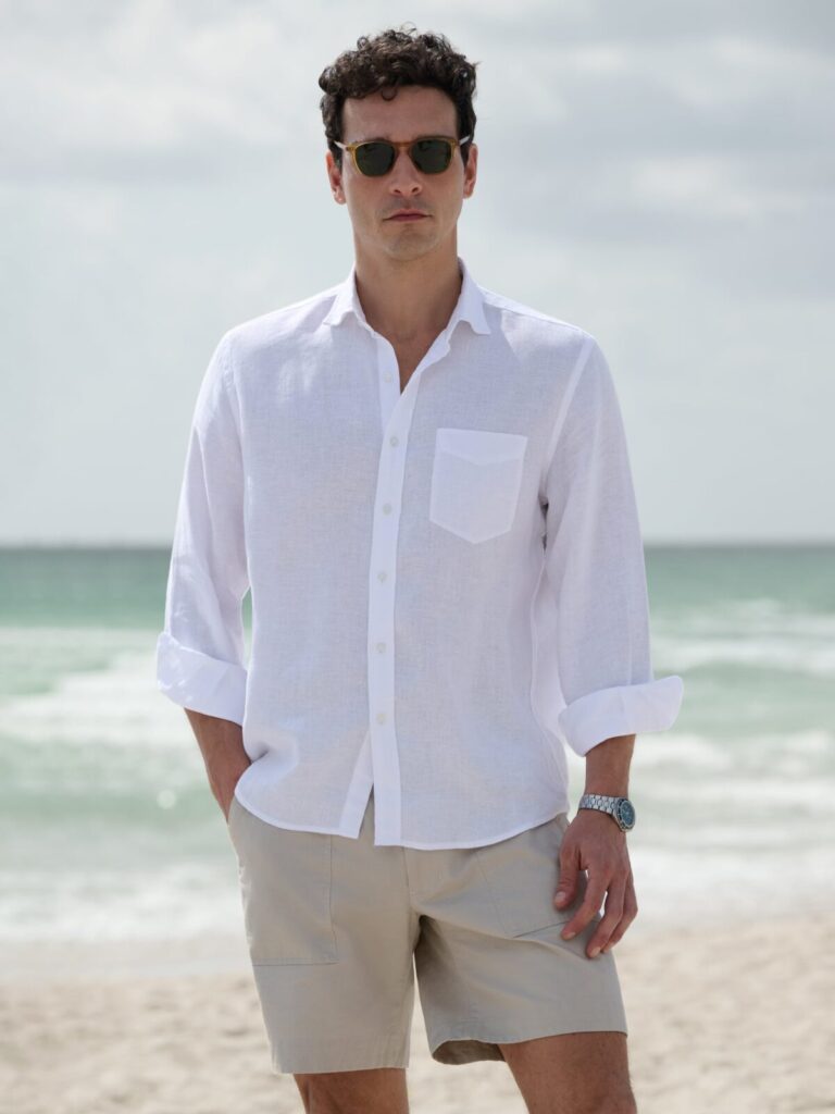a white linen shirt is one of the easiest ways to style a linen shirt for men