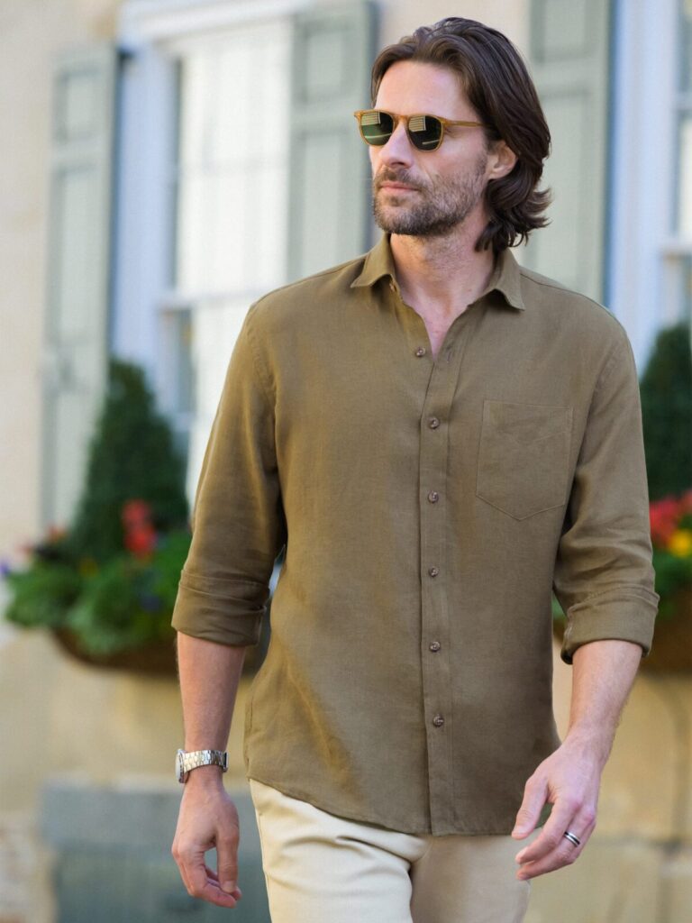 an untucked shirt for a casual look
