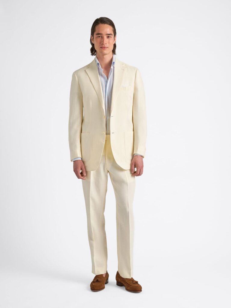 linen suit outfit ideas for an ivory suit