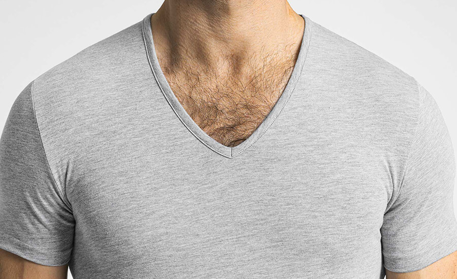 a v-neck undershirt doesn't show. 